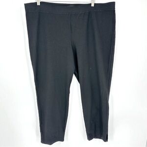 EILEEN FISHER Woman Straight Pants Black Washable Stretch Crepe Swishy P…